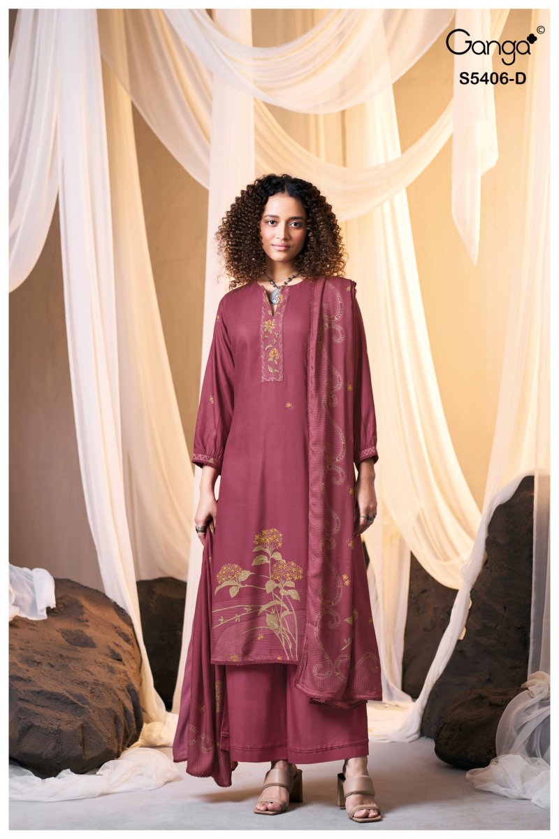 Eviesa 5406 By Ganga Wool Pashmina Dress Material